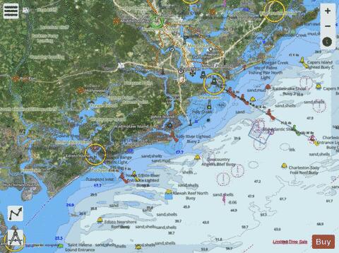 CHARLESTON HARBOR AND APPROACHES Marine Chart - Nautical Charts App - Satellite