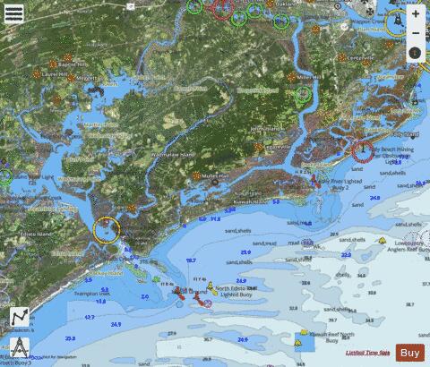 STONO AND NORTH EDISTO RIVERS Marine Chart - Nautical Charts App - Satellite
