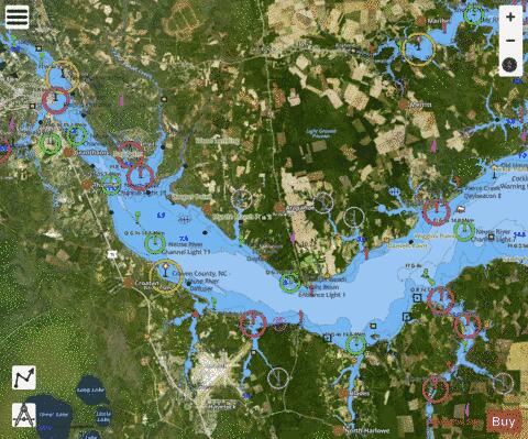 NEUSE RIVER AND UPPER PART OF BAY RIVER Marine Chart - Nautical Charts App - Satellite