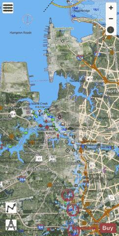 NORFOLK TO GILMERTON 0 MILE OF INTRACOASTAL WATERWAY Marine Chart - Nautical Charts App - Satellite
