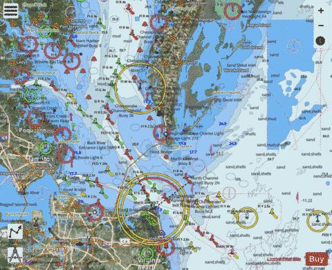 CHESAPEAKE BAY ENTRANCE Marine Chart - Nautical Charts App - Satellite
