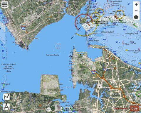 HAMPTON ROADS VIRGINIA Marine Chart - Nautical Charts App - Satellite