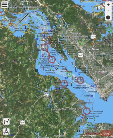 JAMES RIVER NEWPORT NEWS TO JAMESTOWN ISLAND Marine Chart - Nautical Charts App - Satellite