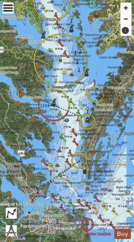 CHESAPEAKE BAY - SOUTHERN PART Marine Chart - Nautical Charts App - Satellite