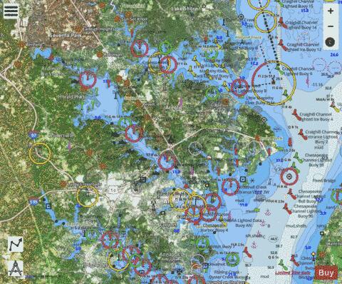 CHESAPEAKE BAY SEVERN AND MAGOTHY RIVERS Marine Chart - Nautical Charts App - Satellite