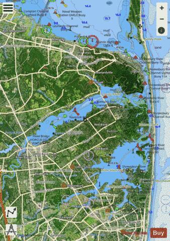 NAVESINK AND SHREWSBURY RIVERS Marine Chart - Nautical Charts App - Satellite