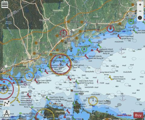 NEW HAVEN HBR ENTRANCE and PORT JEFFERSON THROGS NECK Marine Chart - Nautical Charts App - Satellite