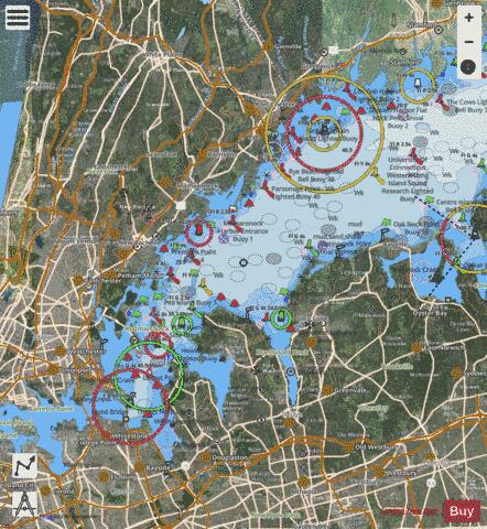 NEW HAVEN HBR ENT and PORT JEFFERSON THROGS NECK Marine Chart - Nautical Charts App - Satellite