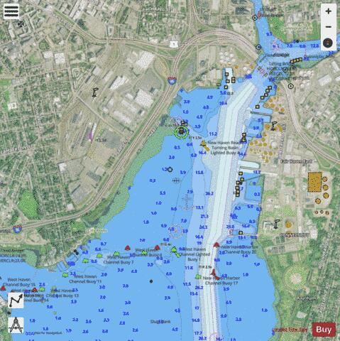 NEW HAVEN HARBOR  INSET  CONN Marine Chart - Nautical Charts App - Satellite