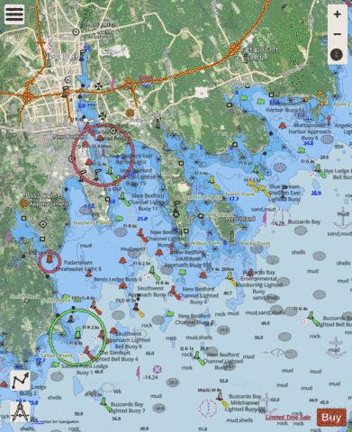 NEW BEDFORD HARBOR AND APPROACHES Marine Chart - Nautical Charts App - Satellite