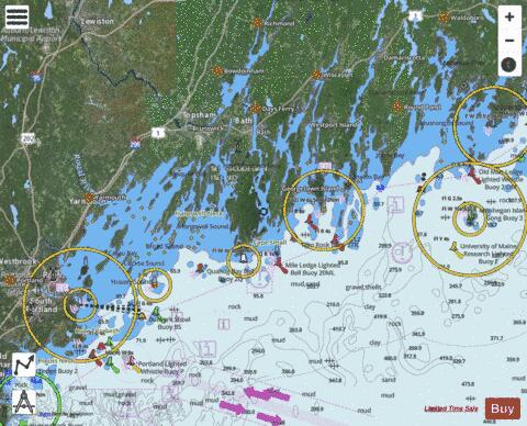 MONHEGAN ISLAND TO CAPE ELIZABETH Marine Chart - Nautical Charts App - Satellite