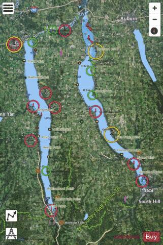 NEW YORK STATE BARGE CANAL SYSTEM CAYUGA AND SENECA LAKES Marine Chart - Nautical Charts App - Satellite