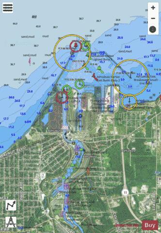 ASHTABULA HARBOR OHIO Marine Chart - Nautical Charts App - Satellite