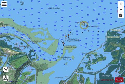 SOUTH SHORE OF LAKE ERIE SANDUSKY RIVER 23 Marine Chart - Nautical Charts App - Satellite