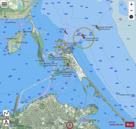 SANDUSKY HARBOR OHIO Marine Chart - Nautical Charts App - Satellite