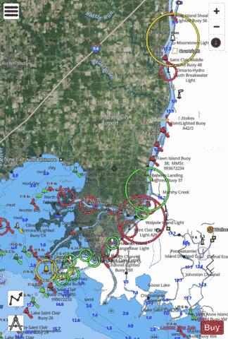 SAINT CLAIR RIVER MICHIGAN Marine Chart - Nautical Charts App - Satellite
