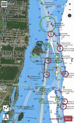 DETROIT RIVER Marine Chart - Nautical Charts App - Satellite