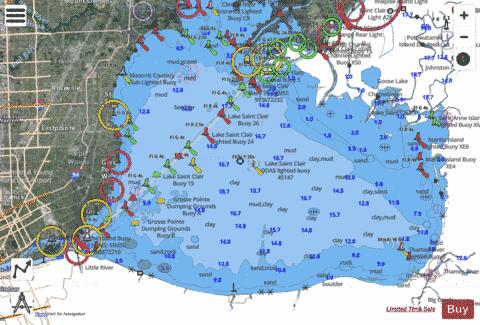 LAKE ST CLAIR 36 Marine Chart - Nautical Charts App - Satellite