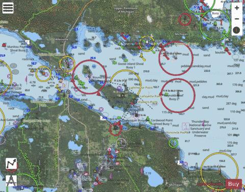 LAKE HURON STRAITS OF MACKINAC DE TOUR PASS TO WAUGOSHANCE PT Marine Chart - Nautical Charts App - Satellite