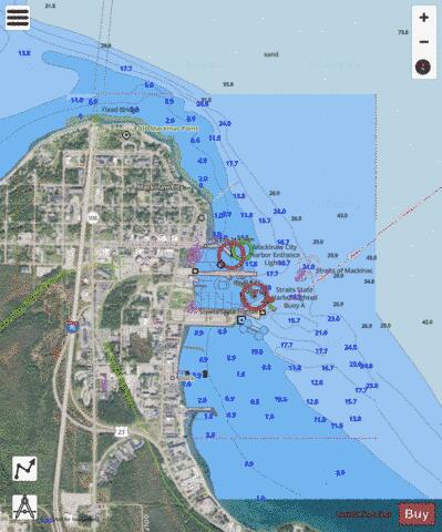 MACKINAW CITY MICHIGAN Marine Chart - Nautical Charts App - Satellite