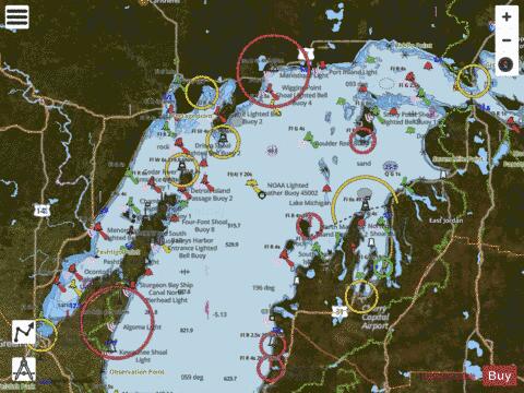 NORTH END OF LAKE MICHIGAN INCLUDING GREEN BAY Marine Chart - Nautical Charts App - Satellite
