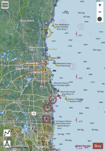 PORT WASHINGTON TO WAUKEGAN Marine Chart - Nautical Charts App - Satellite