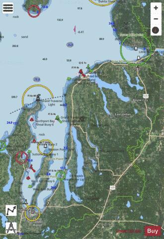 LAKE MICH GRAND TRAV BAY and LITTLE TRAV BAY MICH Marine Chart - Nautical Charts App - Satellite