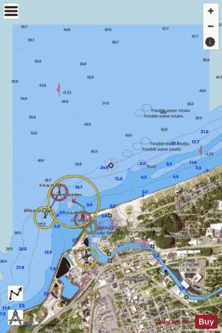 MICHIGAN CITY INDIANA 17  RIGHT  PANEL Marine Chart - Nautical Charts App - Satellite