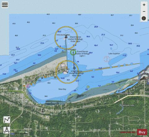GRAND MARAIS MICHIGAN Marine Chart - Nautical Charts App - Satellite