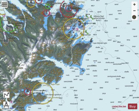 CHINIAK BAY TO DANGEROUS CAPE Marine Chart - Nautical Charts App - Satellite