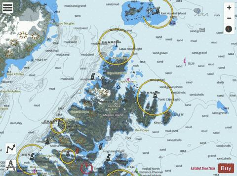 SHUYAK and AFOGNAK ISL and ADJACENT WATERS Marine Chart - Nautical Charts App - Satellite