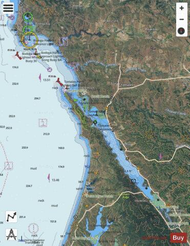BODEGA AND TOMALES BAYS Marine Chart - Nautical Charts App - Satellite