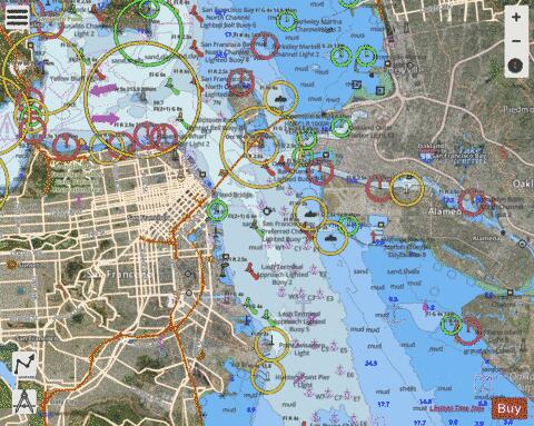 SAN FRANCISCO BAY CANDLESTICK POINT TO ANGEL ISLAND Marine Chart - Nautical Charts App - Satellite