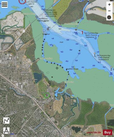SAN FRANCISCO BAY TO ANTIOCH  MAYFIELD SLOUGH Marine Chart - Nautical Charts App - Satellite