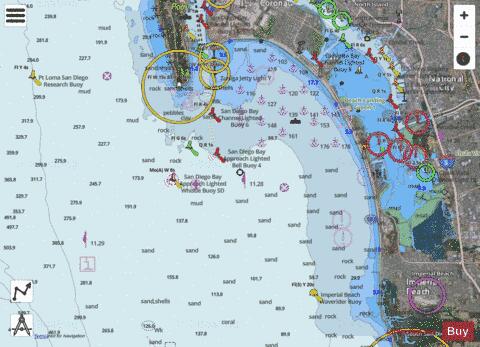 APPROACHES TO SAN DIEGO BAY Marine Chart - Nautical Charts App - Satellite