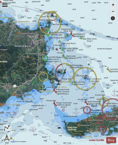PASAJE DE SAN JUAN TO PUERTO DE HUMACAO and WEST ISLA DE VIEQUES Marine Chart - Nautical Charts App - Satellite