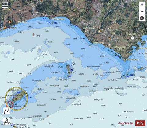 PUNTA PETRONA TO ISLA CAJA DE MUERTOS Marine Chart - Nautical Charts App - Satellite