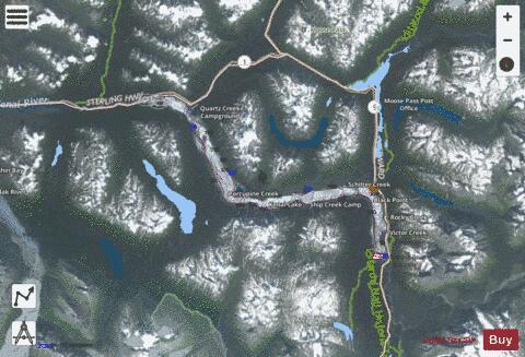Kenai Lake depth contour Map - i-Boating App - Satellite