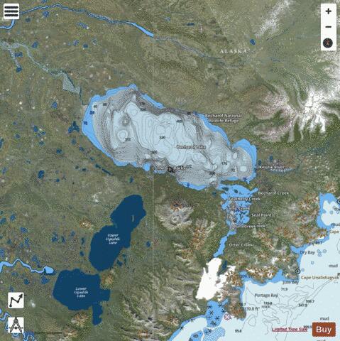 Becharof Lake depth contour Map - i-Boating App - Satellite