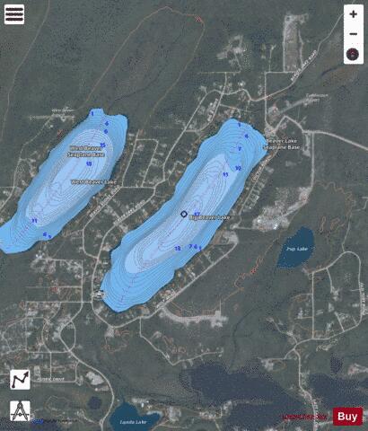 Big Beaver Lake depth contour Map - i-Boating App - Satellite