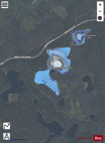 Big Merganser Lake depth contour Map - i-Boating App - Satellite