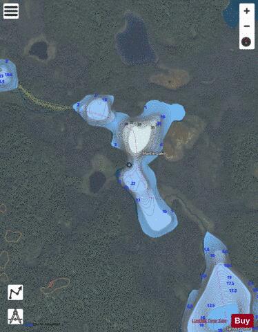 Marten Lake depth contour Map - i-Boating App - Satellite