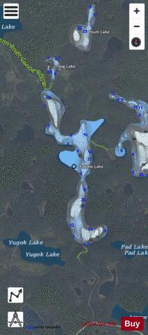 Paddle Lake depth contour Map - i-Boating App - Satellite
