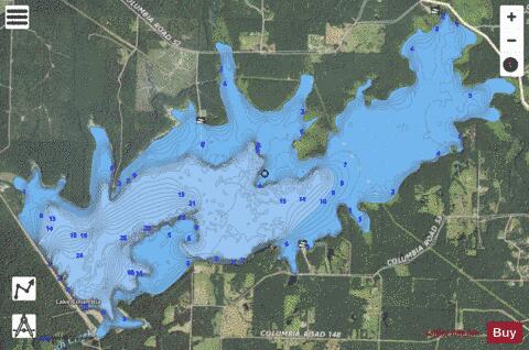 Lake Columbia depth contour Map - i-Boating App - Satellite