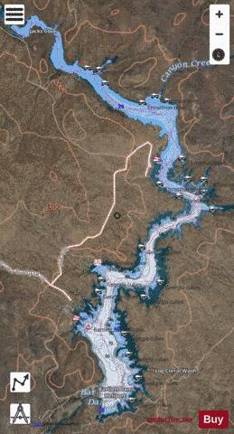 Bartlett Reservoir depth contour Map - i-Boating App - Satellite