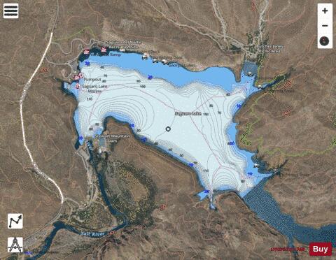 Saguaro Lake depth contour Map - i-Boating App - Satellite