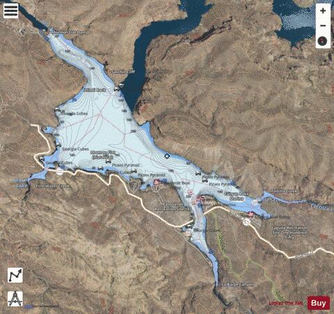 Canyon Lake/Mormon Flat depth contour Map - i-Boating App - Satellite
