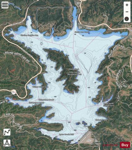 Lake Casitas depth contour Map - i-Boating App - Satellite