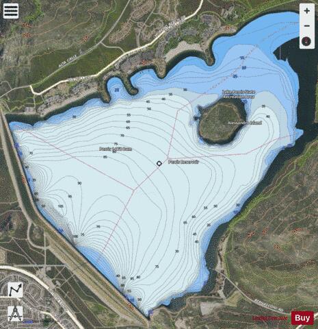 Perris Reservoir depth contour Map - i-Boating App - Satellite
