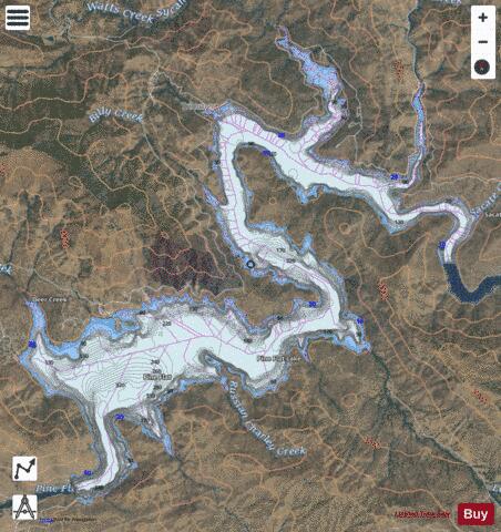 Pine Flat Lake depth contour Map - i-Boating App - Satellite